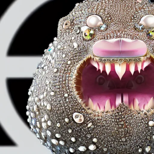 Image similar to A diamond encrusted angler fish with jeweled teeth