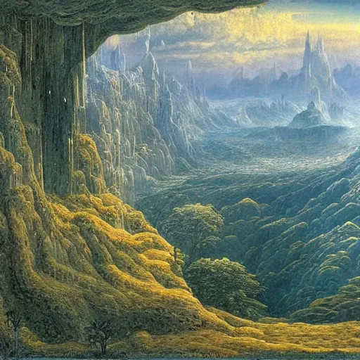 Prompt: A beautiful highly detailed matte painting of a fantasy landscape, hyper-detailed, colorful, complex, super intricate, masterpiece, epic, by Caspar Friedrich