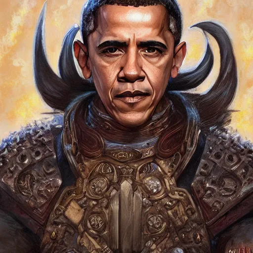 Image similar to Barack Obama as a fantasy D&D character, portrait art by Donato Giancola and James Gurney, digital art, trending on artstation