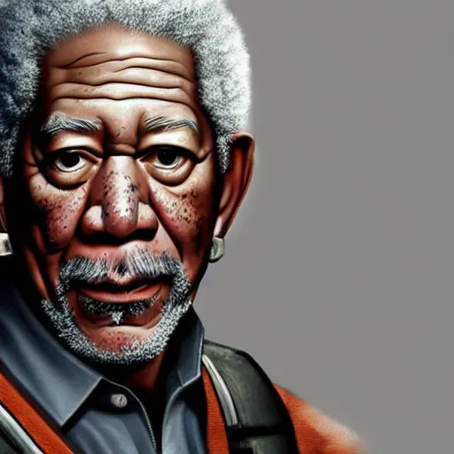 Prompt: A photorealistic illustration of Morgan Freeman wearing Gordon freeman's armor