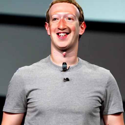 Image similar to Photography of Hairless Smiling Mark Zuckerberg