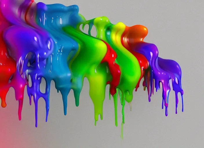 Image similar to a shelf with colorful goo dripping over the edge by dan lam 8 k 3 d 3 d shading, octane render, 3 ds max