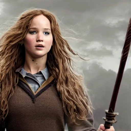 jennifer lawrence as hermione granger in harry potter, Stable Diffusion