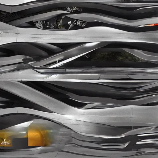 Image similar to parking several cars: center composition, photo ground view, motherboard forms designed by zaha hadid, sci-fi futuristic ultra realistic photography, keyshot render, octane render, unreal engine 5 lumen, high oiled liquid glossy specularity reflections, ultra detailed, golden hour, dramatic lighting 4k, 8k, 16k in the style ofblade runner 2049 Cyberpunk 2077 ghost in the shell thor 2 marvel film : tilt shift: sharp focus