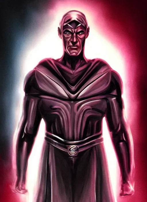 Prompt: Magneto, high contrast, concept art, dramatic lighting, portrait, facing forward, face in focus, art by Jim Lee-i