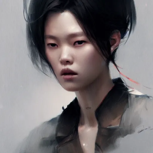 Image similar to lee jin - eun by greg rutkowski, rule of thirds, seductive look, beautiful