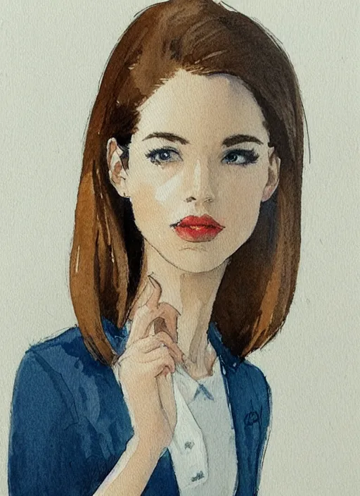 Image similar to concept art of a modern office life, young attractive business woman, pencil miniskirt, pinterest, artstation trending, behance, watercolor, by coby whitmore, silver, laser light,