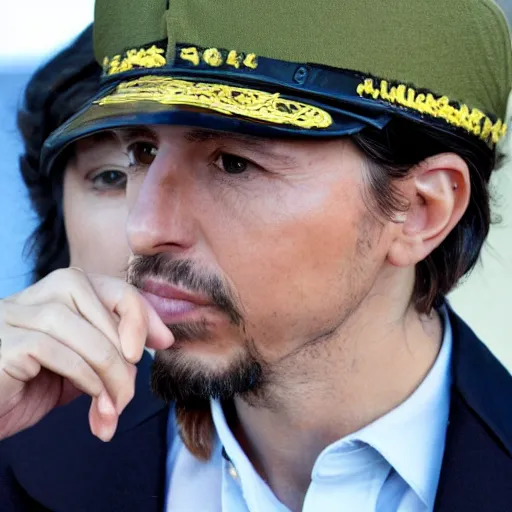 Image similar to pablo iglesias doing the military service