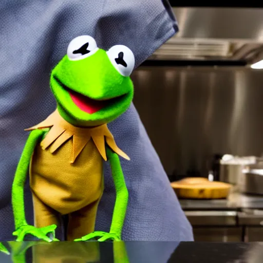 Kermit the frog as the chef in a high end restaurant | Stable Diffusion