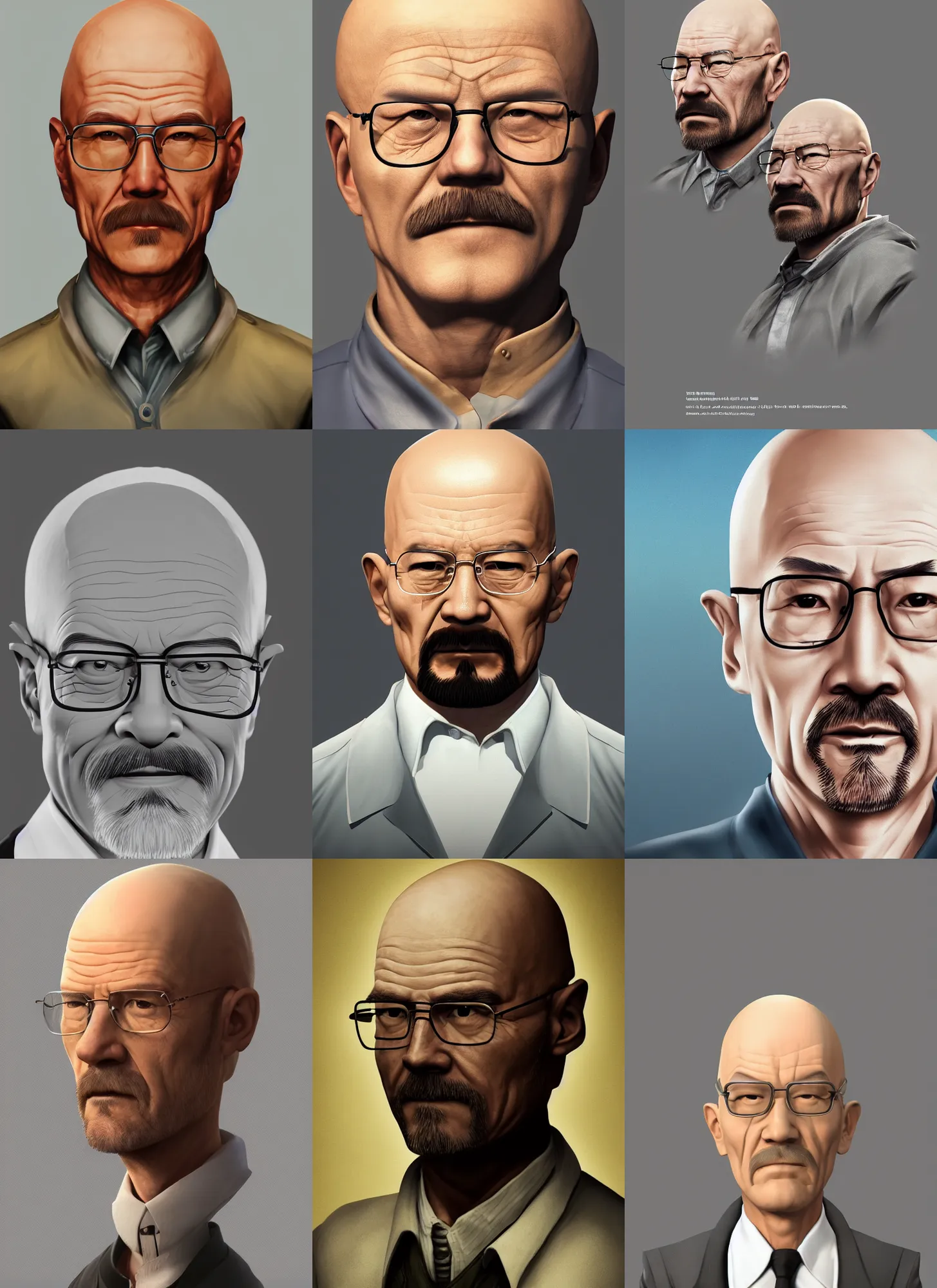 Prompt: character portrait of bald Xi Jingping playing Walter White, digital art, trending on artstation, 4k