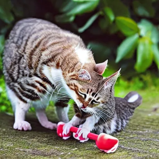 Prompt: photograph of a giant mouse eating a cat