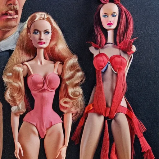 Image similar to detailed details horrific barbie dolls in the style of bob peak and alex ross, gouache and wash paints color, detailed details facial and body and human and environments and proportionate, detailed 5 k details.