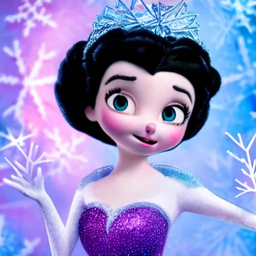 Image similar to betty boop as elsa in live action disney frozen, 8k resolution, full HD, cinematic lighting, award winning, anatomically correct