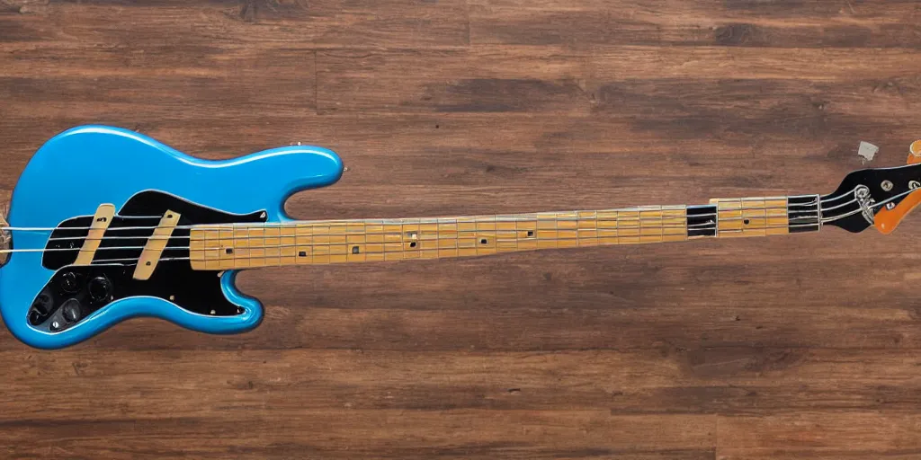 Prompt: 1962 vintage Fender Jazz bass in Lake Placid Blue