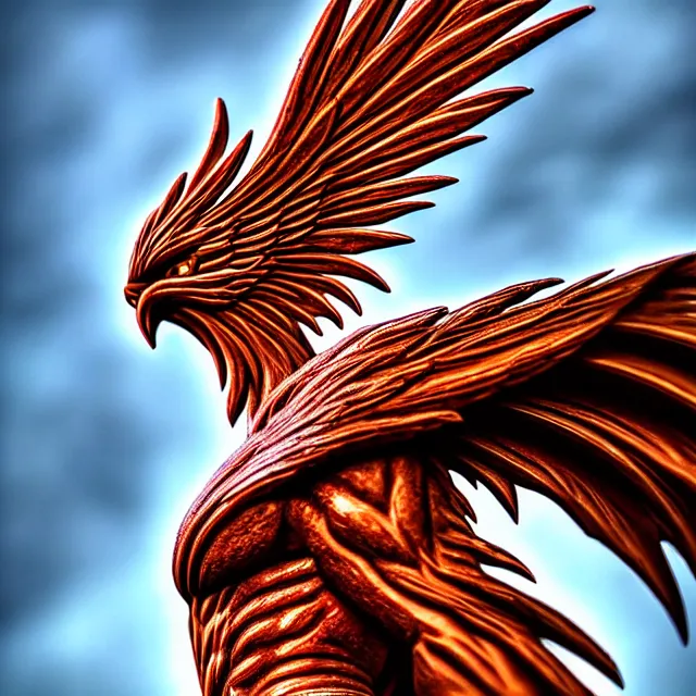 Image similar to phoenix warrior, highly detailed, 8 k, hdr, close up, smooth, sharp focus, high resolution, award - winning photo