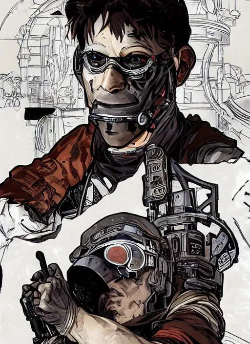 Image similar to cyberpunk chef. portrait by ashley wood and alphonse mucha and laurie greasley and josan gonzalez and james gurney. splinter cell, apex legends, rb 6 s, hl 2, d & d, cyberpunk 2 0 7 7. realistic face. character clothing. vivid color. dystopian setting.