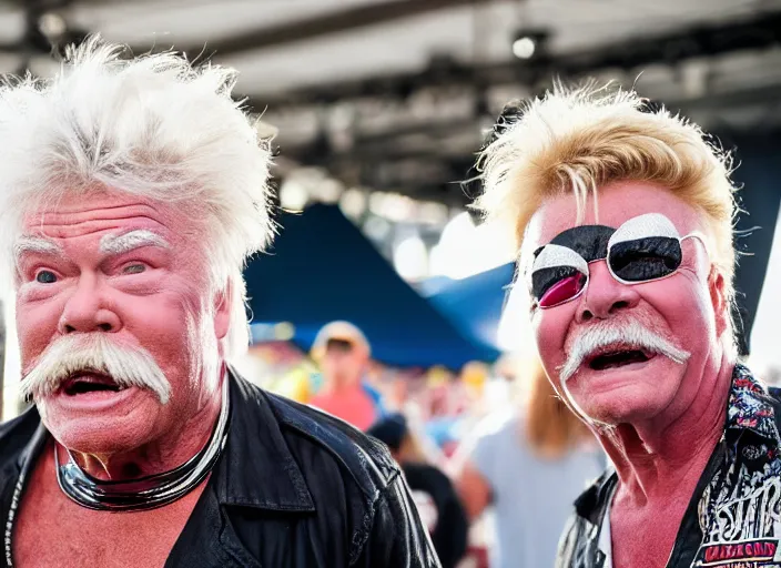 Image similar to photo still of rip taylor at vans warped tour!!!!!!!! at age 6 3 years old 6 3 years of age!!!!!!! throwing bees at a crowd, 8 k, 8 5 mm f 1. 8, studio lighting, rim light, right side key light