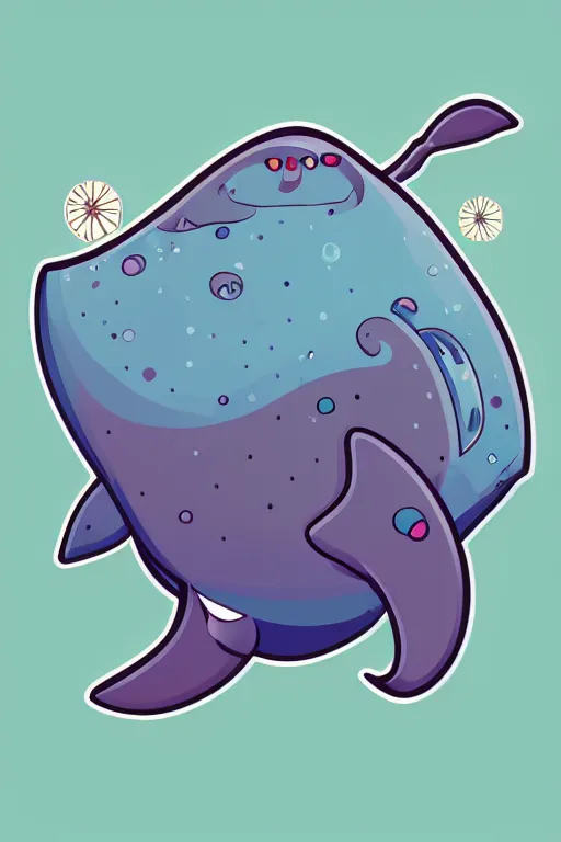 Image similar to Whale, sticker, anthropomorphic, colorful, fantasy, artstation, illustration, highly detailed, simple, smooth and clean vector curves, no jagged lines, vector art, smooth