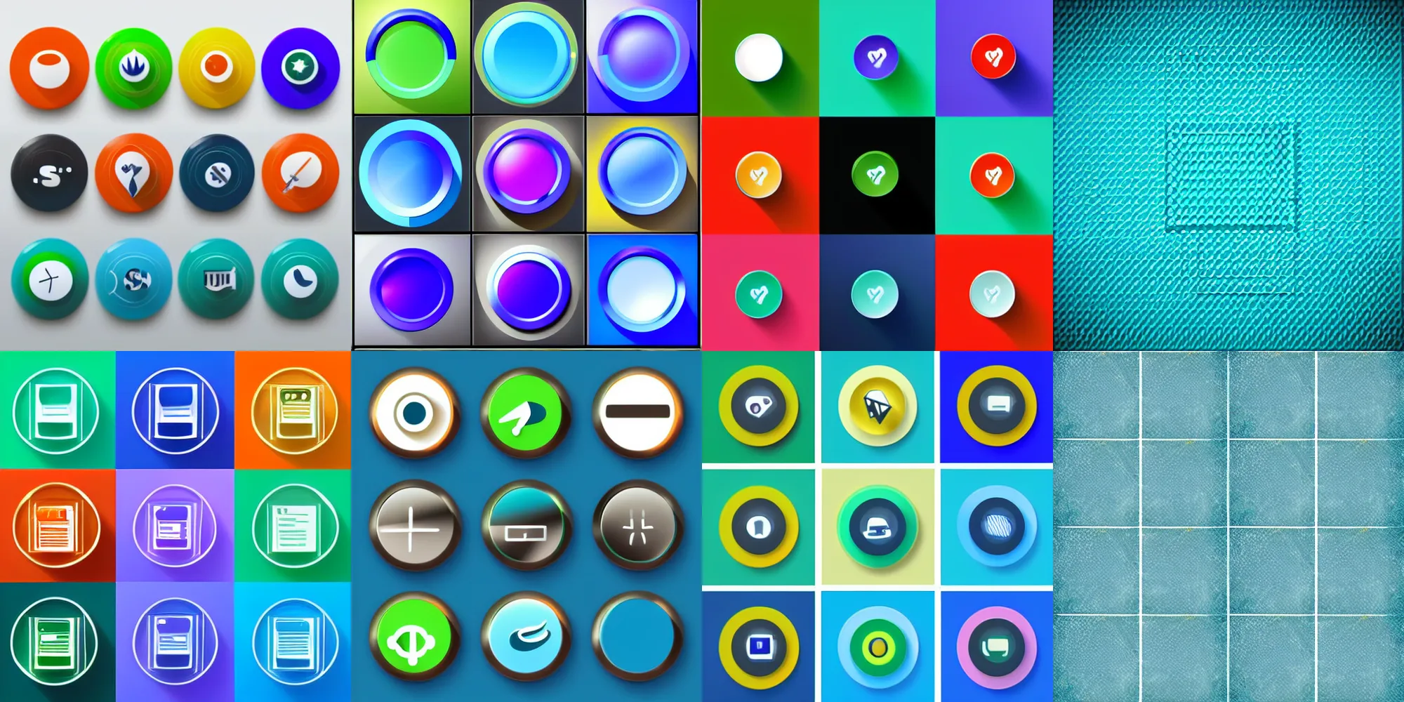 Prompt: set of telephone app icons, blue and green gradient circle background