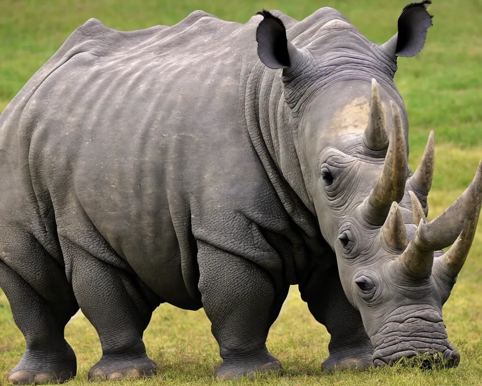 Image similar to A mix between a rhino and a walrus