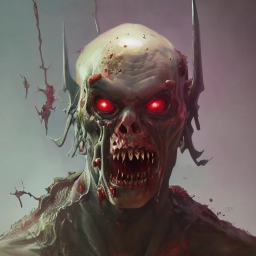 Prompt: zombie from doom eternal, front view, painted by stanley lau, painted by greg rutkowski, painted by stanley, artgerm, masterpiece, digital art, trending on arts