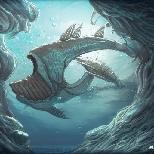 Prompt: a dream of being trapped underwater, thalassophobia, fear of the ocean, open water, imagination, dream, concept art, trending on artstation, highly detailed