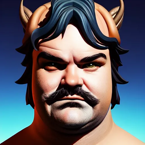 Image similar to jack black as the god hermes, male, portrait, sharp focus, digital art, concept art, dynamic lighting, subsurface scattering, photoreal, trending on artstation, by emylie boivin and rossdraws