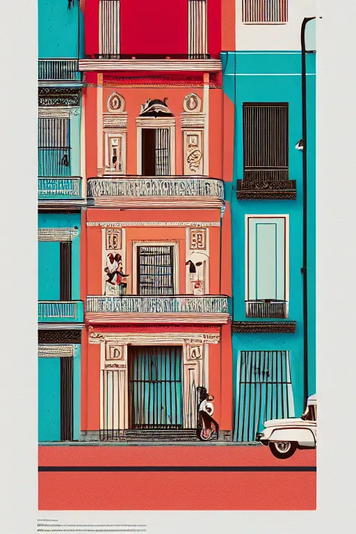 Image similar to cuba, illustration, in the style of katinka reinke