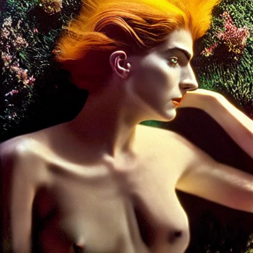 Image similar to beautiful futuristic super schizophrenic superhuman, lush detail, national geographic, steichen, herb ritts, roger deakins, anne leibovitz, ultra - realistic, hyperrealism, isotonic