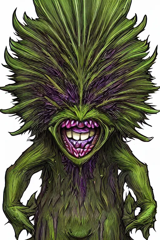 Image similar to thistle goblin monster, symmetrical, highly detailed, digital art, sharp focus, trending on art station