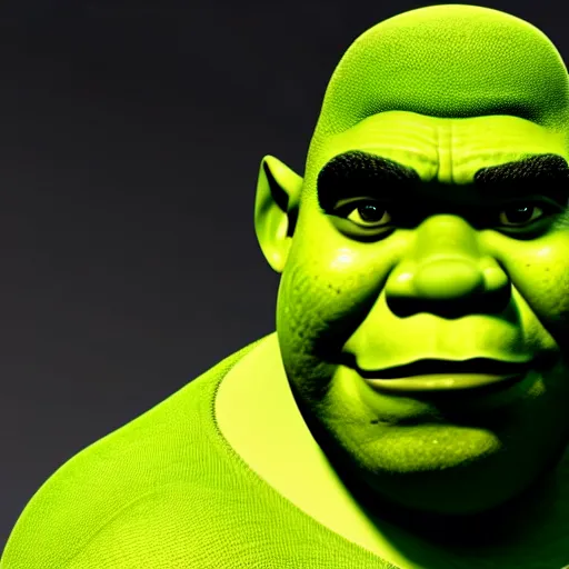 Prompt: obama as shrek, highly detailed, extremely high quality, hd, 4 k, 8 k, canon 3 0 0 mm, professional photographer, 4 0 mp, lifelike, top - rated, award winning, realistic, detailed lighting, detailed shadows, sharp, no blur, edited, corrected, trending