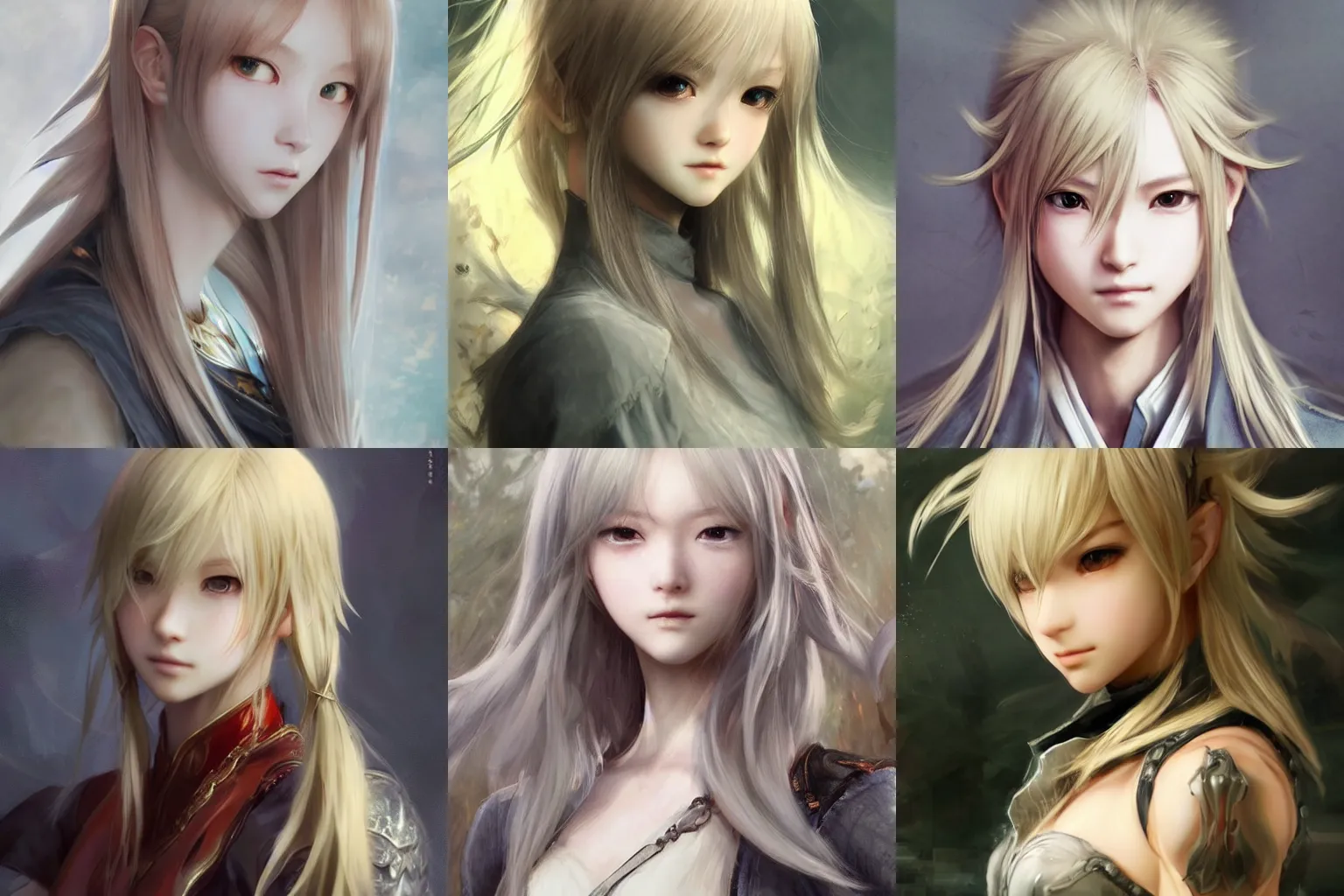 Prompt: artstation style by Ruan Jia and Fenghua Zhong = high detail : ( subject =semirealistic anime style, highly detailed beautiful gorgeous cute innocent young gentle 🧝‍♀️👸 in 'final fantasy' style +(anatomically correct facial features + (highly detailed = silky blonde hair)+((highly detailed and anatomically correct (realistic and highly detailed + anatomically correct and accurately shaped stunning blue=👁️👁️),highly detailed and anatomically correct👃🏼,highly detailed and anatomically correct👄))))