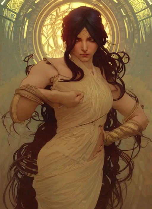 Image similar to a mad god is tearing up the world, medieval, highly detailed, digital painting, artstation, concept art, smooth, sharp focus, illustration, art by artgerm and greg rutkowski, reimagined by alphonse mucha