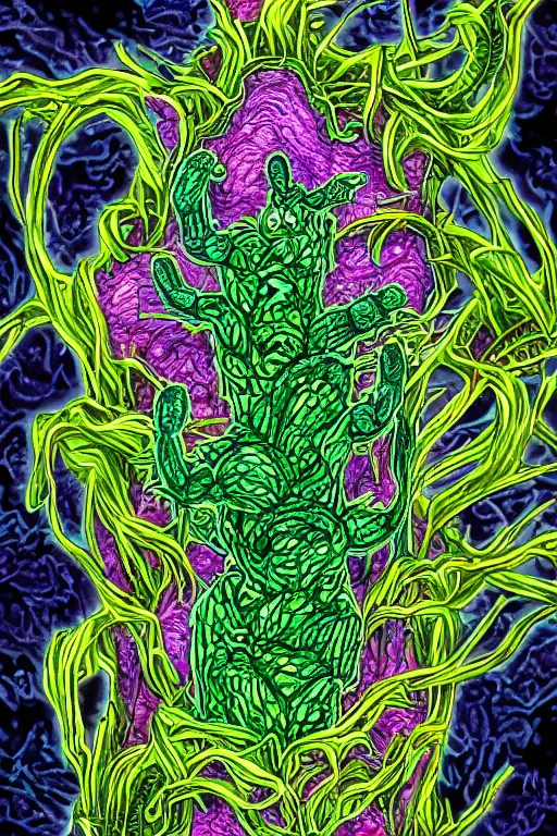 Image similar to creature sushi roots cactus elemental flush of force nature micro world fluo light deepdream illumination ray tracing hdr fanart arstation by sung choi and eric pfeiffer and gabriel garza and casper konefal