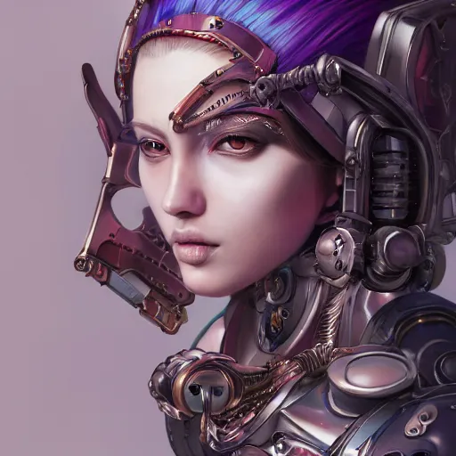 Image similar to studio portrait of lawful good colorful female holy mecha paladin absurdly beautiful, elegant, young sensual graceful woman, ultrafine hyperrealistic detailed face illustration by kim jung gi, irakli nadar, intricate linework, sharp focus, bright colors, matte, octopath traveler, final fantasy, unreal engine highly rendered, global illumination, radiant light, intricate environment