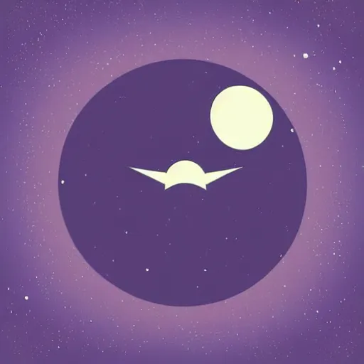 Image similar to beautiful detailed flat vector art of the moon, blue and purple with black background, style of tom whalen