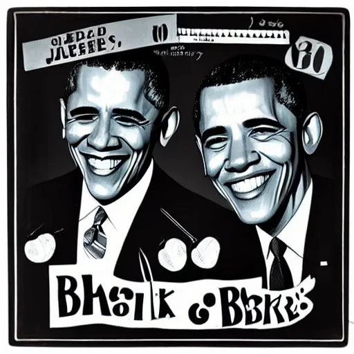 Prompt: 1960s album cover of barack obama and joe biden's jug band