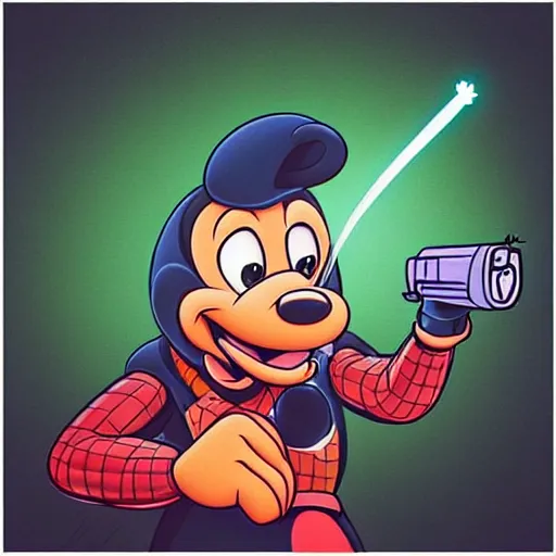 Image similar to “portrait of a cartoon animal, Disney style, pointing a laser gun at the camera”