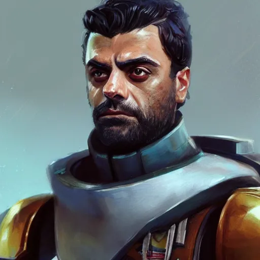 Image similar to oscar isaac as a 4 0 k marine by mandy jurgens, artstation