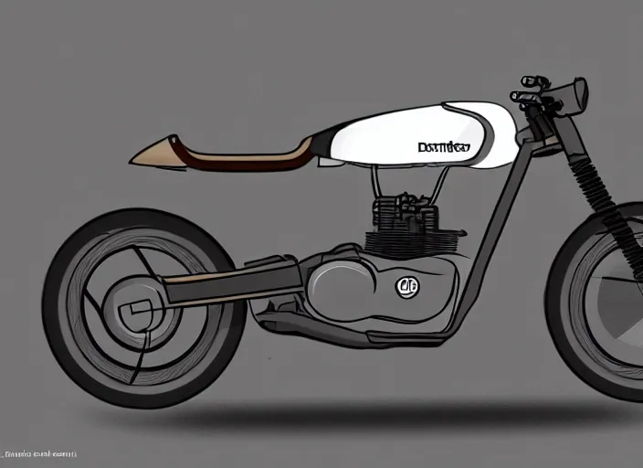 Prompt: concept art, prototype scrambler cafe racer motorcycle. style dieter rams, syd mead