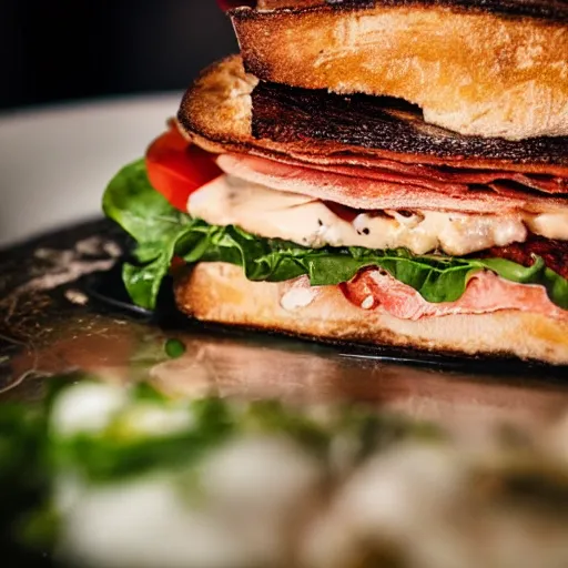 Image similar to close up high resolution photo of a blt, michelin star restaurant, very tasty, food photography, instagram, trending