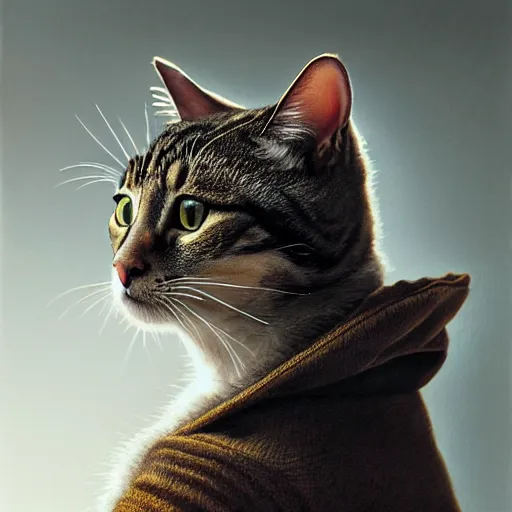 Prompt: a studio photograph of a cat wearing a hoodie,realistic,photorealistic,hyperdetailed,hyperrealistic,detailed face,highly detailed,professional photo,professional lighting,studio photo,studio lighting,digital art,ultra realistic,ultra detailed,art by greg rutkowski