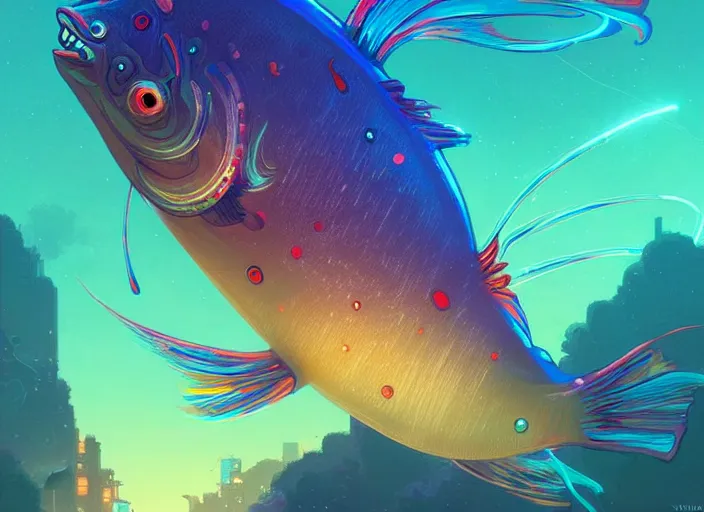 Prompt: beautiful portrait of a neon tetra fish from terraria game - art, by wlop, james jean, victo ngai! muted colors, very detailed, art fantasy by craig mullins, thomas kinkade cfg _ scale 8