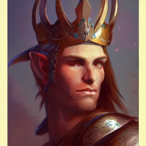 Image similar to half - elf male barbarian in vyshyvanka with queen crown, detailed illustration by peter mohrbacher by marc simonetti on artstation, high fantasy art