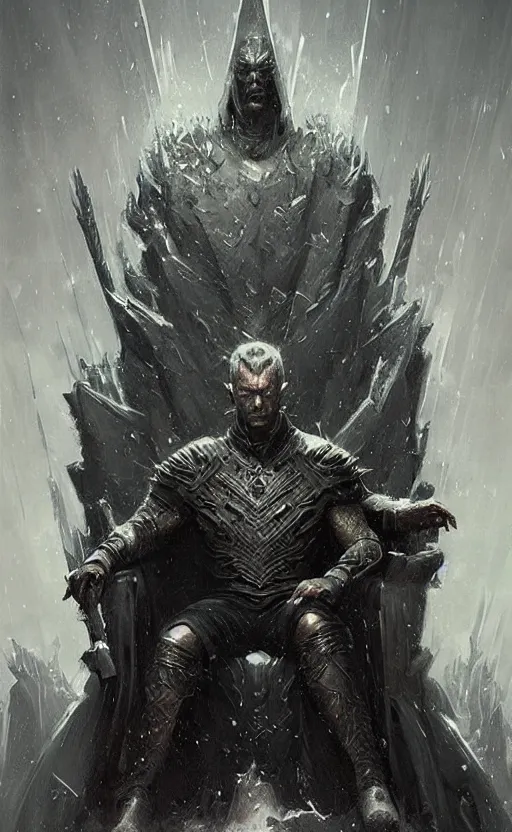 Image similar to « beautiful comic style portrait of dark lord on the throne by greg rutkowski, very detailed »