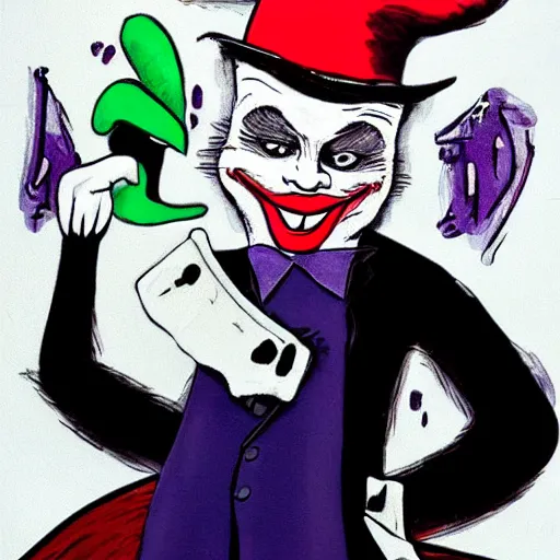 Prompt: cat in the hat as the joker