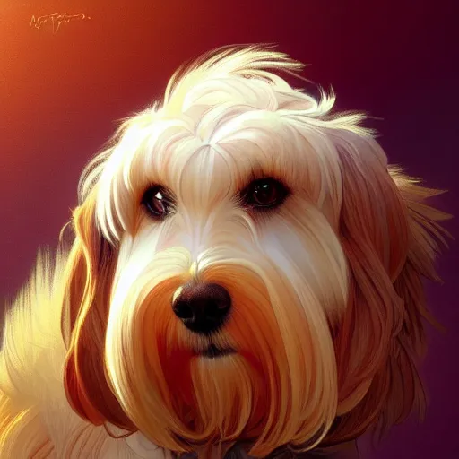 Prompt: beautiful detailed picture of a havanese dog, radiant light, art nouveau, intricate, elegant, highly detailed, my rendition, digital painting, artstation, concept art, smooth, sharp focus, illustration, art by artgerm and greg rutkowski and alphonse mucha