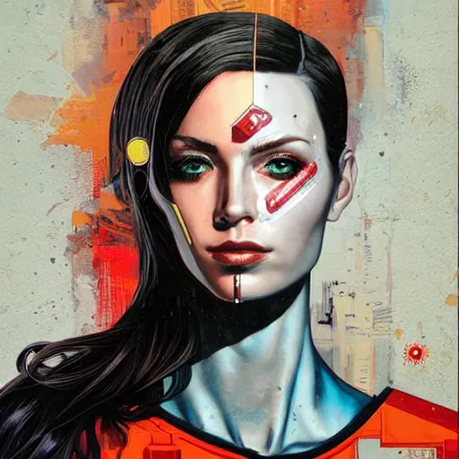 Prompt: portrait of a female android, by Sandra Chevrier and MARVEL comics