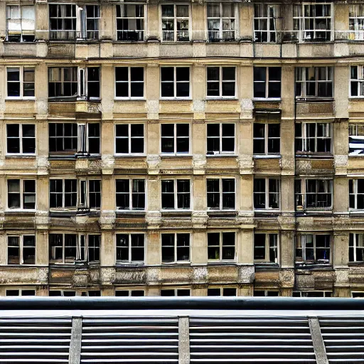 Prompt: “a rooftop cityscape viewed from inside a listed regency building in central london, 4K”