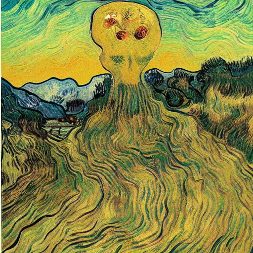 Prompt: eschers metamorphosis as painted by van gogh, surreal and detailed